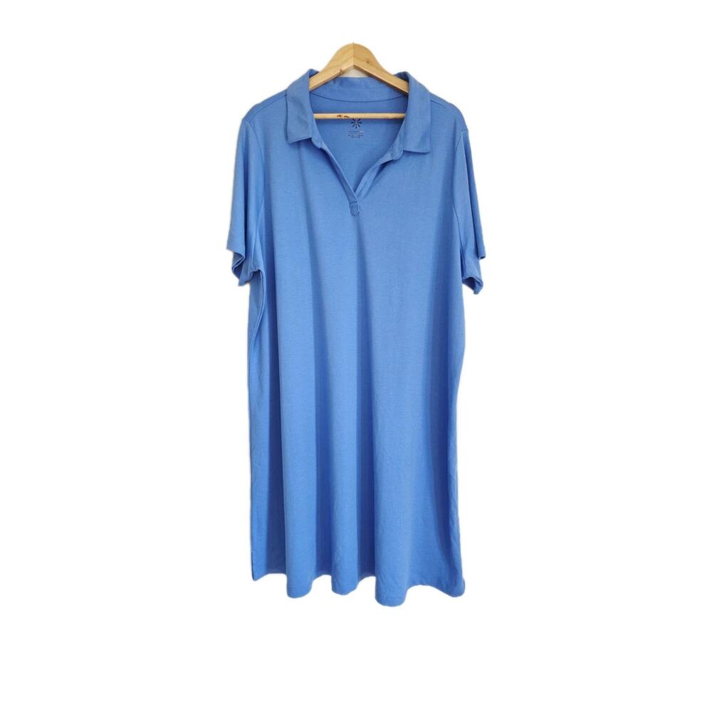 Isaac Mizrahi Live Women's Shirt Dress Blue Plus Size 3X